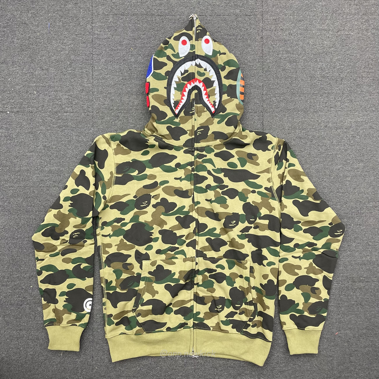 Bape Ladies 1st Camo Boa Shark Hoodie Green (2) - www.newkick.vip